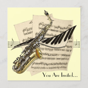 Saxophone Music Design Invitation Kaart