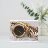Saxophone Music Gold Gloss Notenblatt Keys Briefkaart (Staand voorkant)