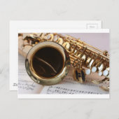 Saxophone Music Gold Gloss Notenblatt Keys Briefkaart (Voorkant / Achterkant)