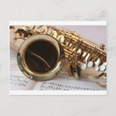 Saxophone Music Gold Gloss Notenblatt Keys Briefkaart (Voorkant)