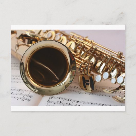 Saxophone Music Gold Gloss Notenblatt Keys Briefkaart (Voorkant)
