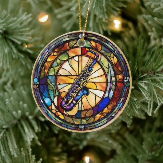 Saxophone Music Instrument Keramisch Ornament (Boom)