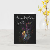 Saxophone Music Lover Birthday Kaart (Gele Bloem)
