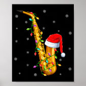 Saxophone Music Lover Xmas Lights Santa Saxophone  Poster (Voorkant)