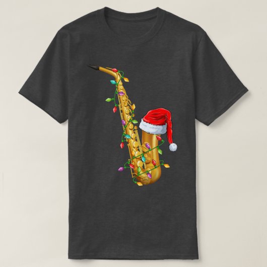 Saxophone Music Lover Xmas Santa Hat Saxophone Chr T-shirt (Design voorkant)