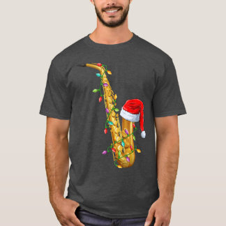 Saxophone Music Lover Xmas Santa Hat Saxophone Chr T-shirt