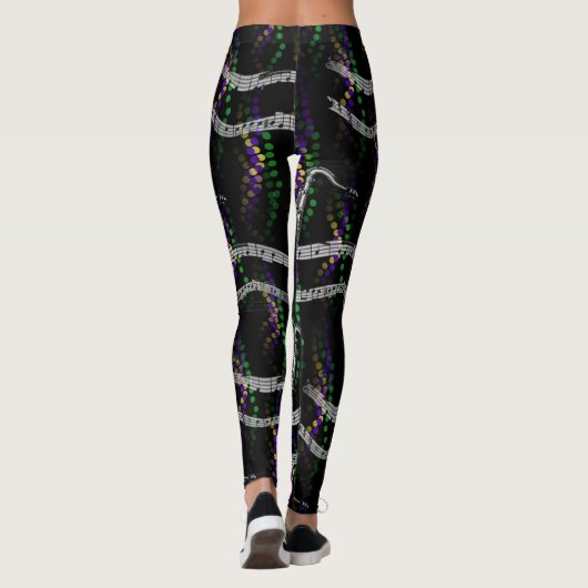 Saxophone Music Mardi Gras Black Leggings (Achterkant)
