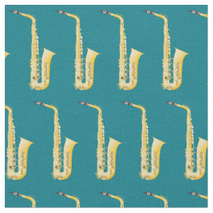 Saxophone Music Musician Room Decor Blauwgroen Stof