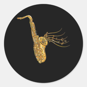 Saxophone Music Note Jazz Musicus Saxofonist Ronde Sticker