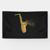 Saxophone Music Note Jazz Musicus Saxofonist Spandoek (Horizontaal)