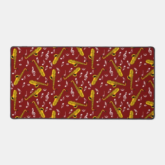 Saxophone Music Note Pattern Bureaumat (Voorkant)