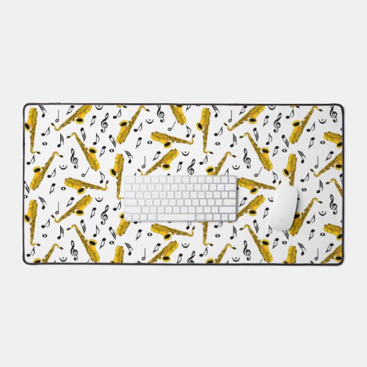 Saxophone Music Note Pattern Bureaumat (Keyboard & Muis)
