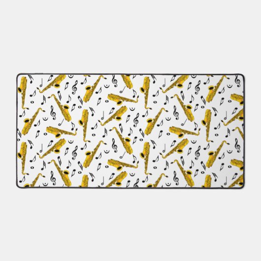 Saxophone Music Note Pattern Bureaumat (Voorkant)