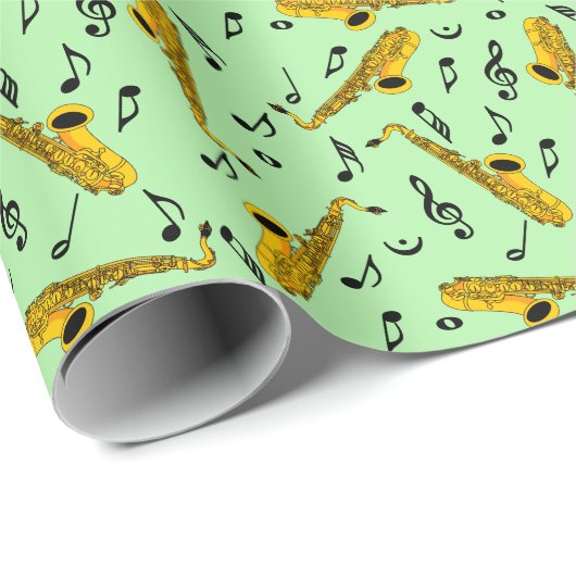 Saxophone Music Note Pattern Cadeaupapier (Rol Hoek)