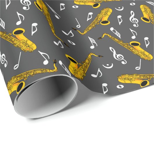 Saxophone Music Note Pattern Cadeaupapier (Rol Hoek)