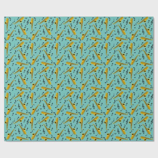 Saxophone Music Note Pattern Cadeaupapier (Vlak)
