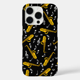 Saxophone Music Note Pattern iPhone 16 Pro Hoesje