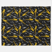 Saxophone Music Note Pattern Fleece Deken (Voorkant (Horizontaal))