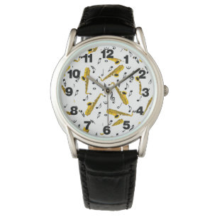 Saxophone Music Note Pattern Horloge