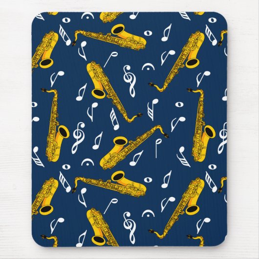 Saxophone Music Note Pattern Muismat (Voorkant)