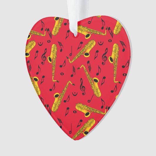 Saxophone Music Note Pattern Ornament (voorkant)