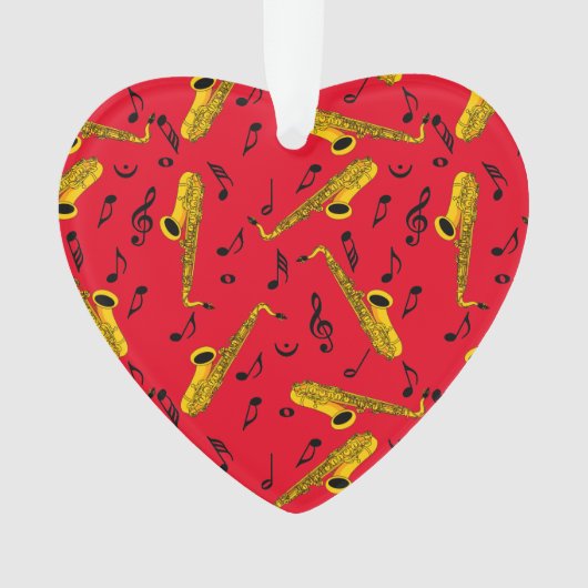 Saxophone Music Note Pattern Ornament (voorkant)