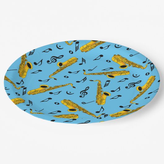 Saxophone Music Note Pattern Papieren Bordje (Gekanteld)