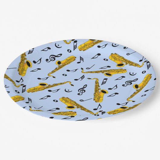 Saxophone Music Note Pattern Papieren Bordje (Gekanteld)