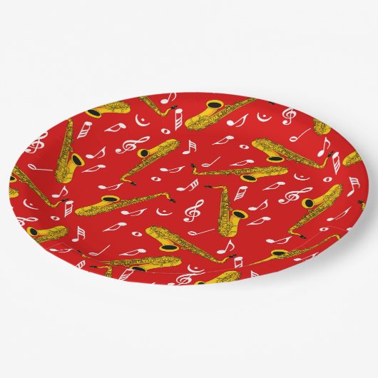 Saxophone Music Note Pattern Papieren Bordje (Gekanteld)