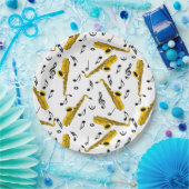 Saxophone Music Note Pattern Papieren Bordje (Feest)