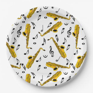 Saxophone Music Note Pattern Papieren Bordje
