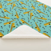 Saxophone Music Note Pattern Sherpa Deken (3/4)