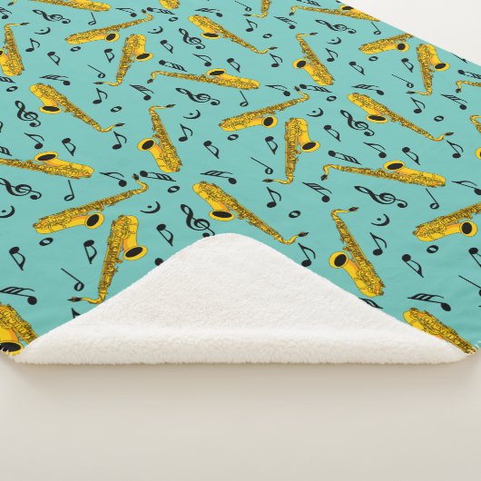 Saxophone Music Note Pattern Sherpa Deken (3/4)