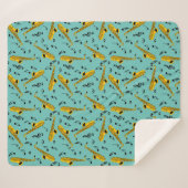 Saxophone Music Note Pattern Sherpa Deken (Voorkant (horizontaal))