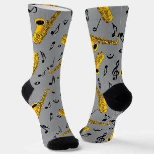 Saxophone Music Note Pattern Sokken