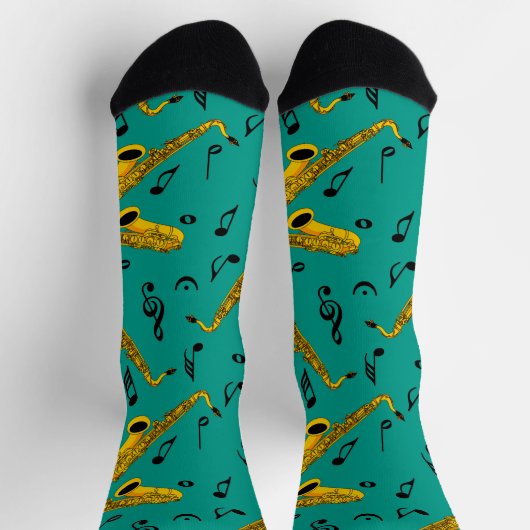 Saxophone Music Note Pattern Sokken (Top)