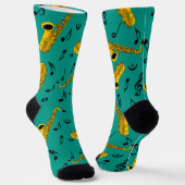 Saxophone Music Note Pattern Sokken (Gebogen)