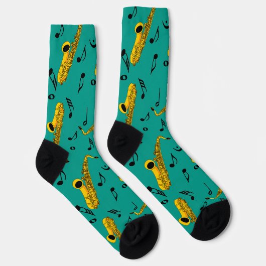 Saxophone Music Note Pattern Sokken (Rechts)