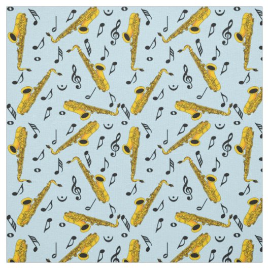 Saxophone Music Note Pattern Stof (Swatch)