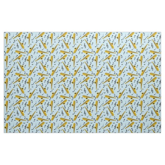 Saxophone Music Note Pattern Stof (Fat Quarter)