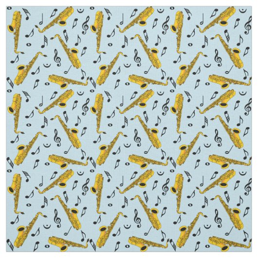 Saxophone Music Note Pattern Stof (Swatch)