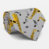 Saxophone Music Note Pattern Stropdas (Opgerold)