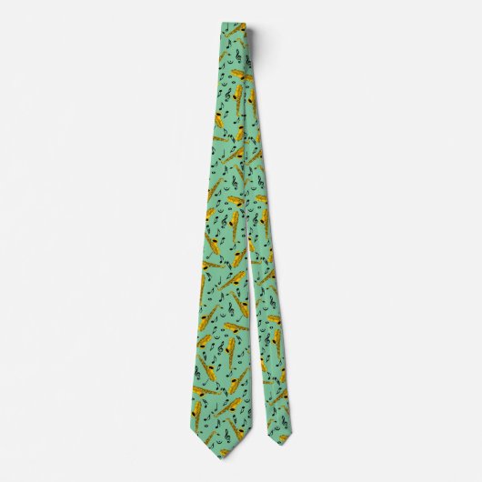 Saxophone Music Note Pattern Stropdas (Voorkant)