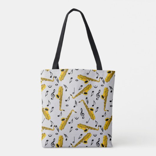Saxophone Music Note Pattern Tote Bag (Achterkant)