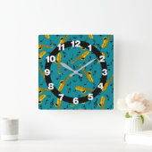 Saxophone Music Note Pattern Vierkante Klok (Huis)
