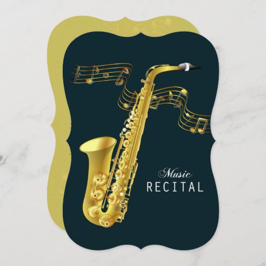 Saxophone Music Overweging Uitnodiging (Voorkant / Achterkant)