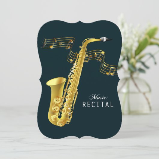 Saxophone Music Overweging Uitnodiging (Staand voorkant)