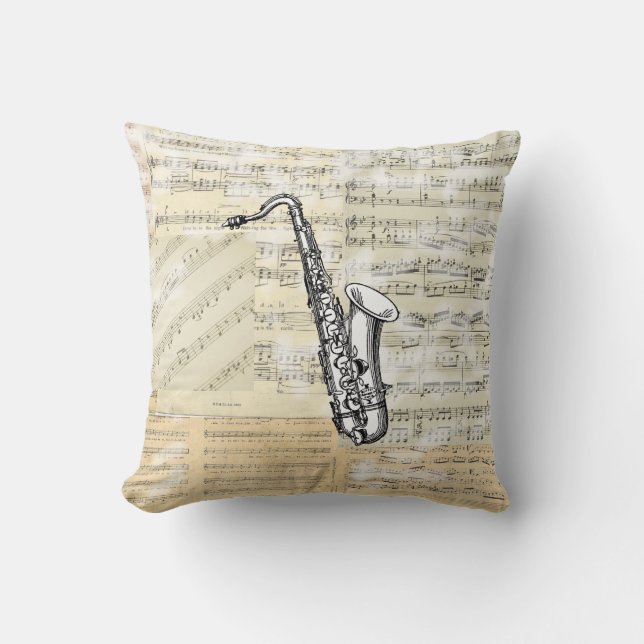  Saxophone Music Pillow Kussen (Voorkant)