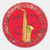 Saxophone Music Ronde Sticker (Voorkant)