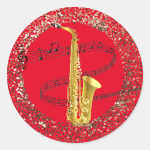 Saxophone Music Ronde Sticker